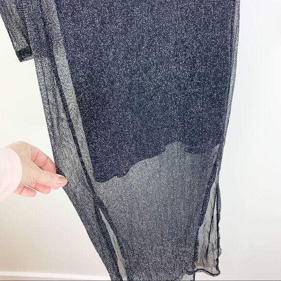 MINKPINK In the Night Black Sheer Sparkle Mesh Midi Dress Over Slip Dress XS NWT - Picture 14 of 16